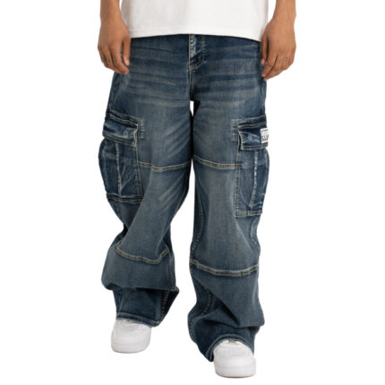 Pro Club Men's Heavyweight Baggy Fit Denim Cargo Pants