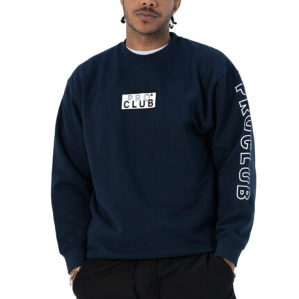 Pro Club Embroidered Box Logo Crew Neck Fleece Pullover Sweats