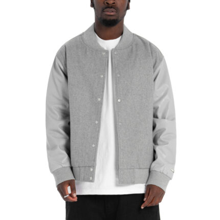 Pro Club Heavyweight Varsity Silver Jacket